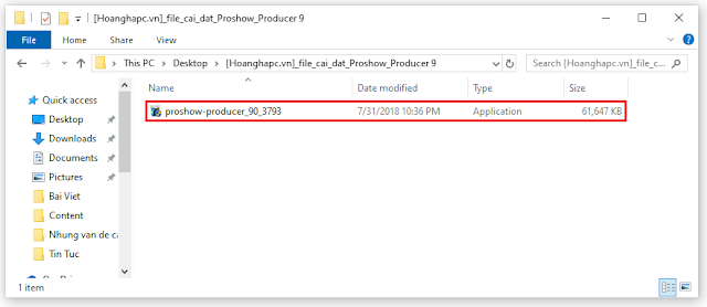Bước 1: Tiếp đó bạn click vào file "proshow-producer_90_3793.exe" để tiến hành cài đặt ứng dụng.
